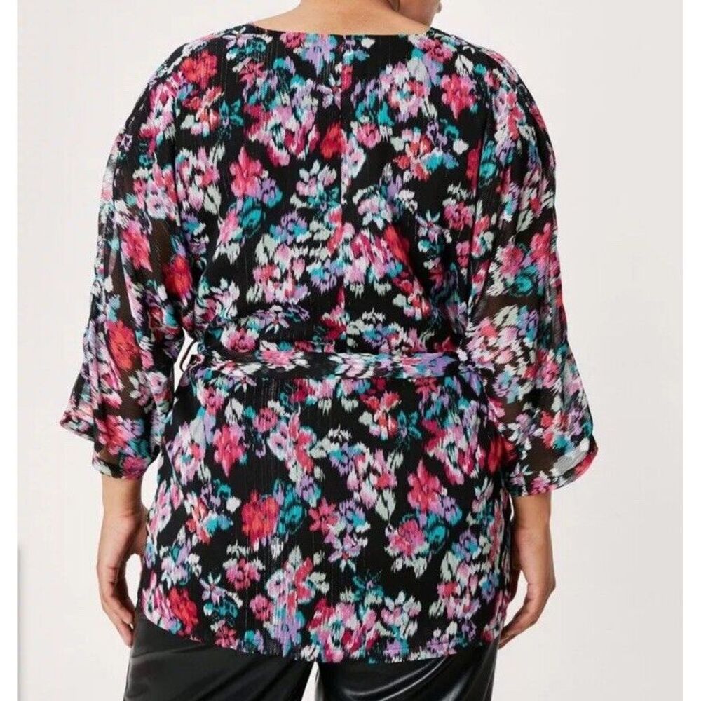 Nasty Gal Plus Size Dark Floral Belted Wrap Top Women's Size 18 NEW - Picture 7 of 8